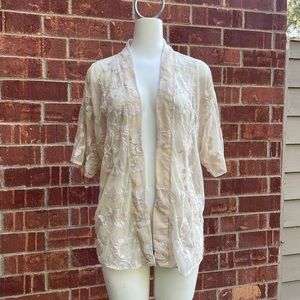 Forever 21 Floral Sheer Lace Cardigan (Medium)